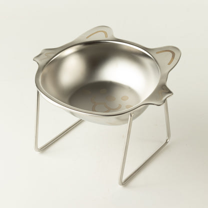 Food Bowl - Single Cat Bowl in Stand - Stainless Steel (304)
