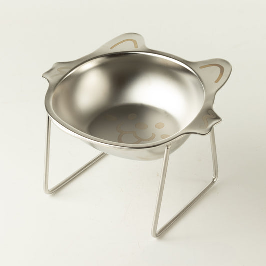 Food Bowl - Single Cat Bowl in Stand - Stainless Steel (304)