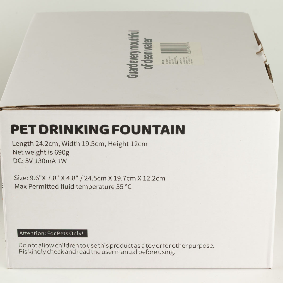 Electric Water Fountain 2.5 Liter - USB - Stainless Steel