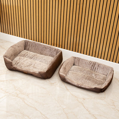 PAW Bed – Medium Plush Teddy Brown – 70 × 55 × 18cm